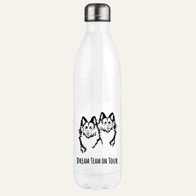 Thermosflasche mit Schäferhund-Motiv, Handgezeichnet, Altdeutscher zwei Köpfe