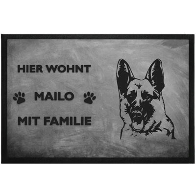 Fußmatte „Hier wohnt“ mit Schäferhund-Motiv, Motiv 2
