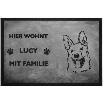 Fußmatte „Hier wohnt“ mit Schäferhund-Motiv, Motiv 1