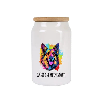 Leckerlidose mit Schäferhund-Motiv, Pop Art
