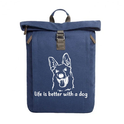 Rolltop-Rucksack mit Schäferhund-Motiv, Motiv 1