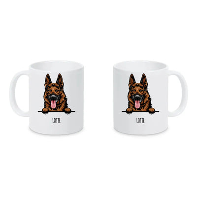 Keramiktasse mit Schäferhund-Motiv, Stilporträt, Motiv 2