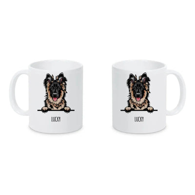 Keramiktasse mit Schäferhund-Motiv, Stilporträt, Motiv 3