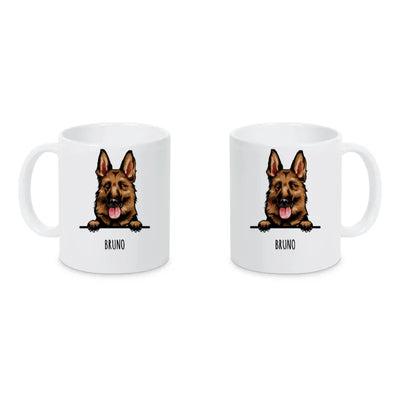 Keramiktasse mit Schäferhund-Motiv, Stilporträt, Motiv 1