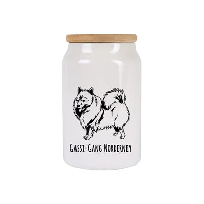Leckerlidose mit Spitz-Motiv, Handgezeichnet