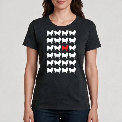 T-Shirt Rudelmuster mit Spitz-Motiv, Kleinspitz