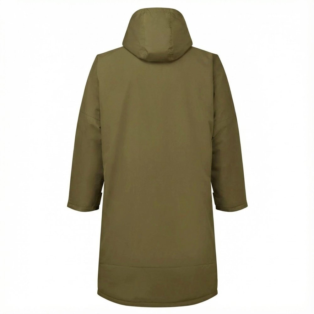 Wetterfester Gassi-Mantel für Hundebesitzer mit Oversize-Schnitt, Rückansicht ohne Personalisierung in Farbe olive