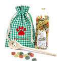 Geschenk-Set Pfötchen Kochlöffel & Pfötchen Nudeln - grün kariert-Tierisch tolle Geschenke