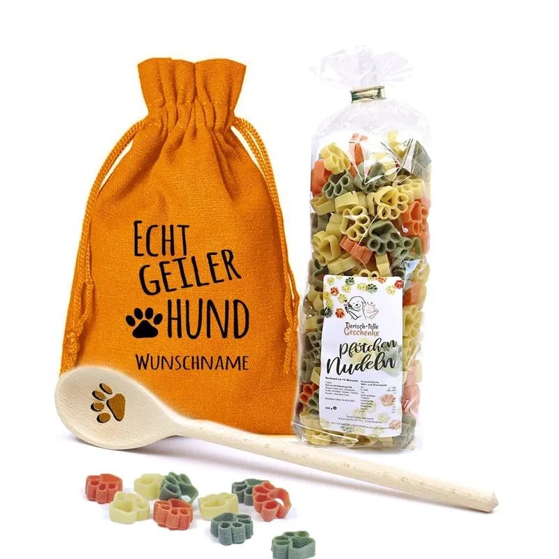 Geschenk-Set Pfötchen Kochlöffel & Pfötchen Nudeln - Echt geiler Hund-Tierisch tolle Geschenke