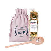 Ostergeschenk für Hundebesitzer – Pfotennudeln-Set mit Kochlöffel & Stoffbeutel (Ostern Hund)