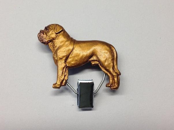 Handbemalter Startnummern-Clip mit Bordeaux Dogge