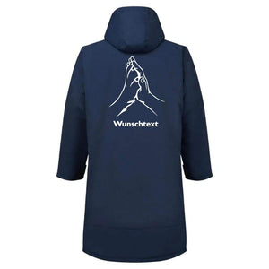 Outdoor Mantel für Hundemenschen, Rückansicht mit Hundeliebe Motiv, blau