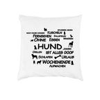 Kissen mit Spruch „Ohne Hund ist alles doof“ in Schwarz – Kissenbezug 40 × 40 cm