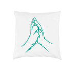 Kissen mit Spruch „Hand & Pfote“ in Türkis – Kissenbezug 40 × 40 cm