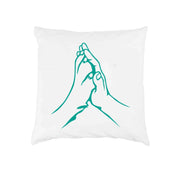 Kissen mit Spruch „Hand & Pfote“ in Türkis – Kissenbezug 40 × 40 cm