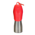 KONG H2O Edelstahl-Hundetrinkflasche 700ml rot – aufgeklappter Napf für einfaches Tränken unterwegs