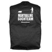 Mantrailing Hundesportweste personalisiert – Hundefuehrerweste mit Wunschname schwarz