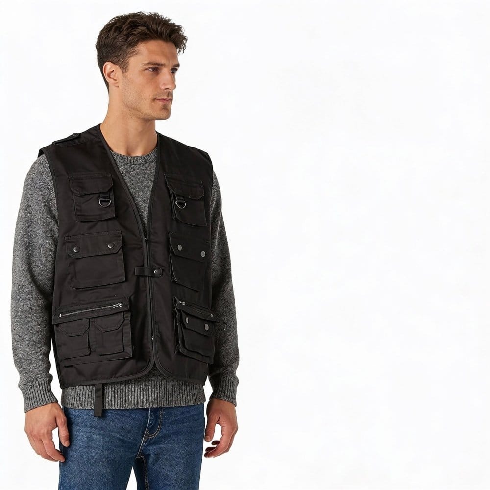 Männliches Model mit Mantrailing Hundesportweste Frontansicht