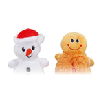 Nobby Xmas Plüschfiguren für Hunde – Schneemann mit Mütze und Lebkuchenmann mit Quietscher