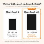 Größenvergleich: Das Set M/L hat eine Abdruckfläche von 7,6 × 12,7 cm für mittelgroße und große Hunde, daneben das kleinere Set S.