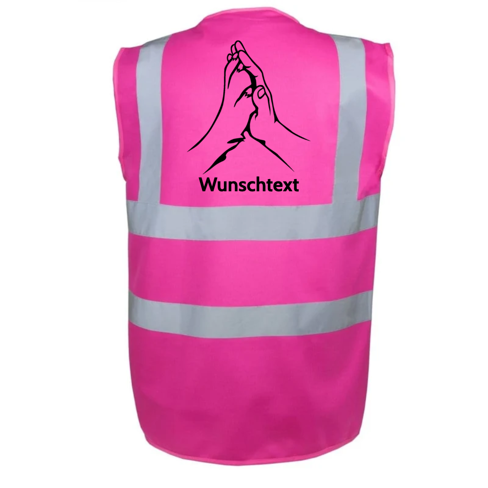 Pinke Classic Warnweste mit Hand-und-Pfote-Motiv auf dem Rücken