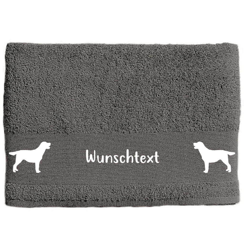 Hunde-Handtuch anthrazit mit Labrador-Silhouetten und Wunschname