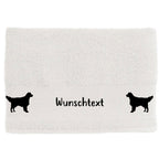 Hunde-Handtuch weiss mit Golden-Retriever-Silhouetten in schwarzem Druck