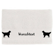 Hunde-Handtuch weiss mit Golden-Retriever-Silhouetten in schwarzem Druck