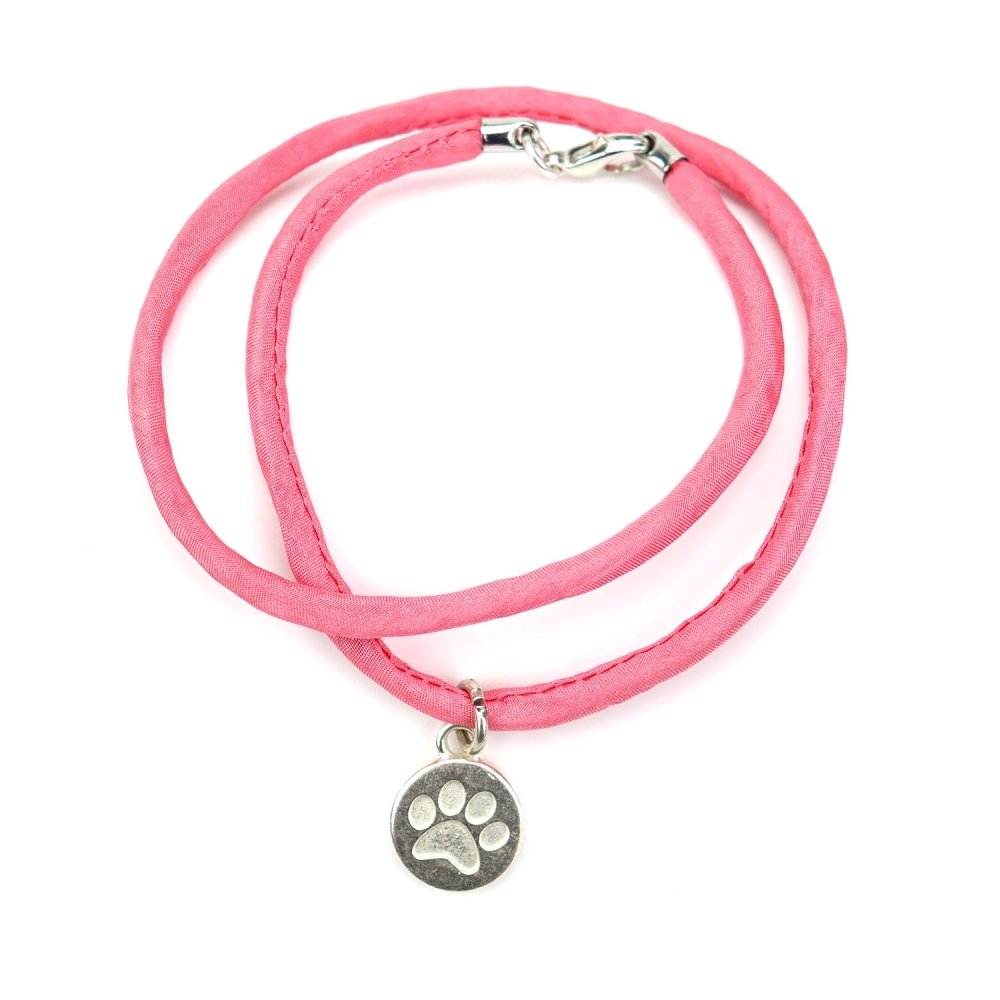 SchauTime Seidenkette - Pfote - rosa silber-Tierisch tolle Geschenke