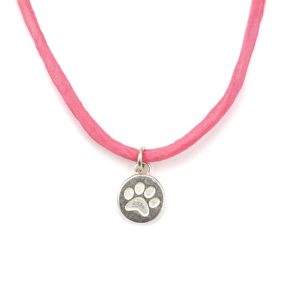 SchauTime Seidenkette - Pfote - rosa silber-Tierisch tolle Geschenke