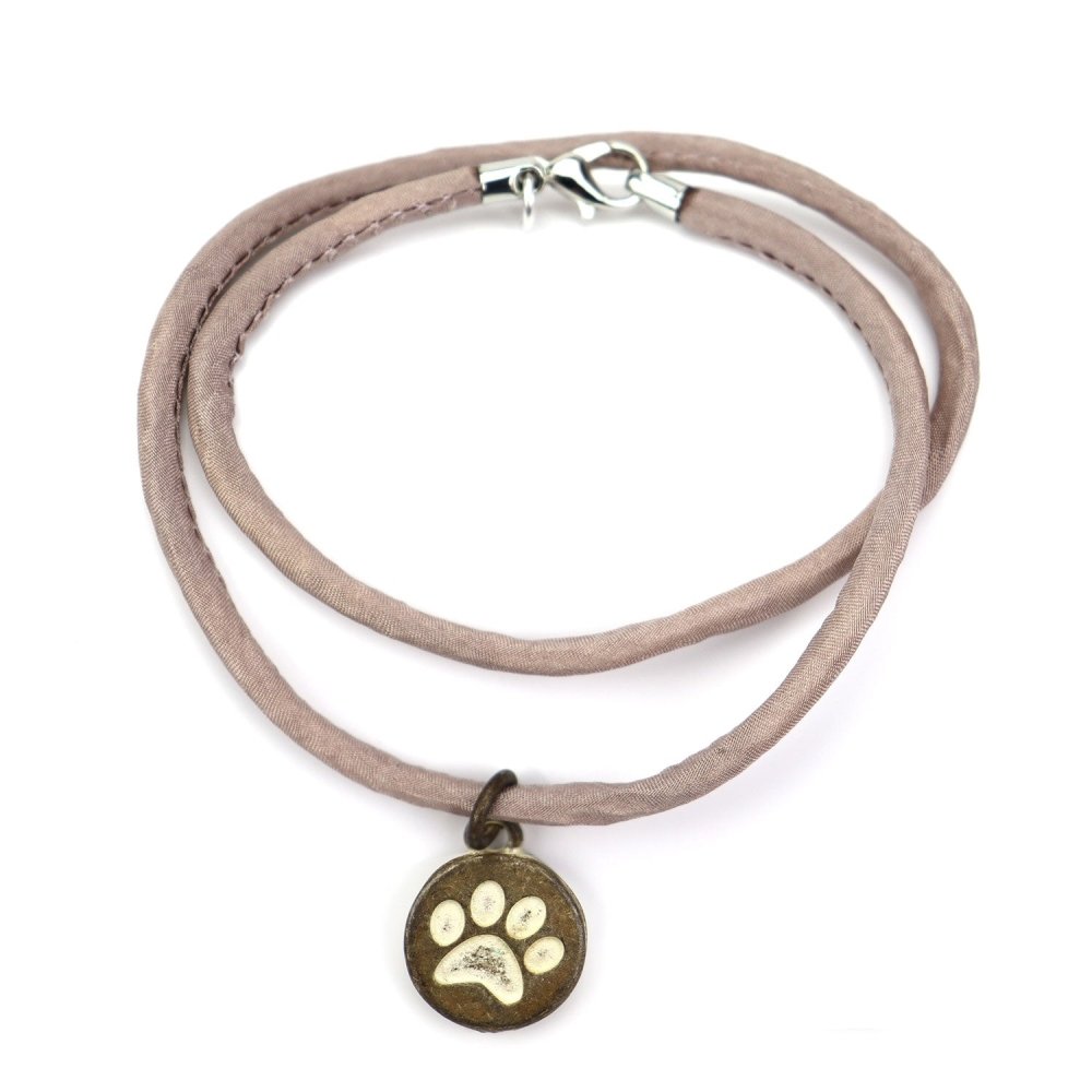 Seidenkette mit Pfote -taupe Vintage-Tierisch tolle Geschenke
