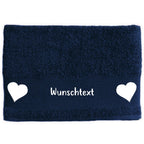 Hunde-Handtuch navy mit Herz-Symbolen und Wunschname