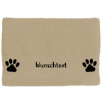 Hunde-Handtuch beige mit Pfoten in schwarzem Druck und Wunschname