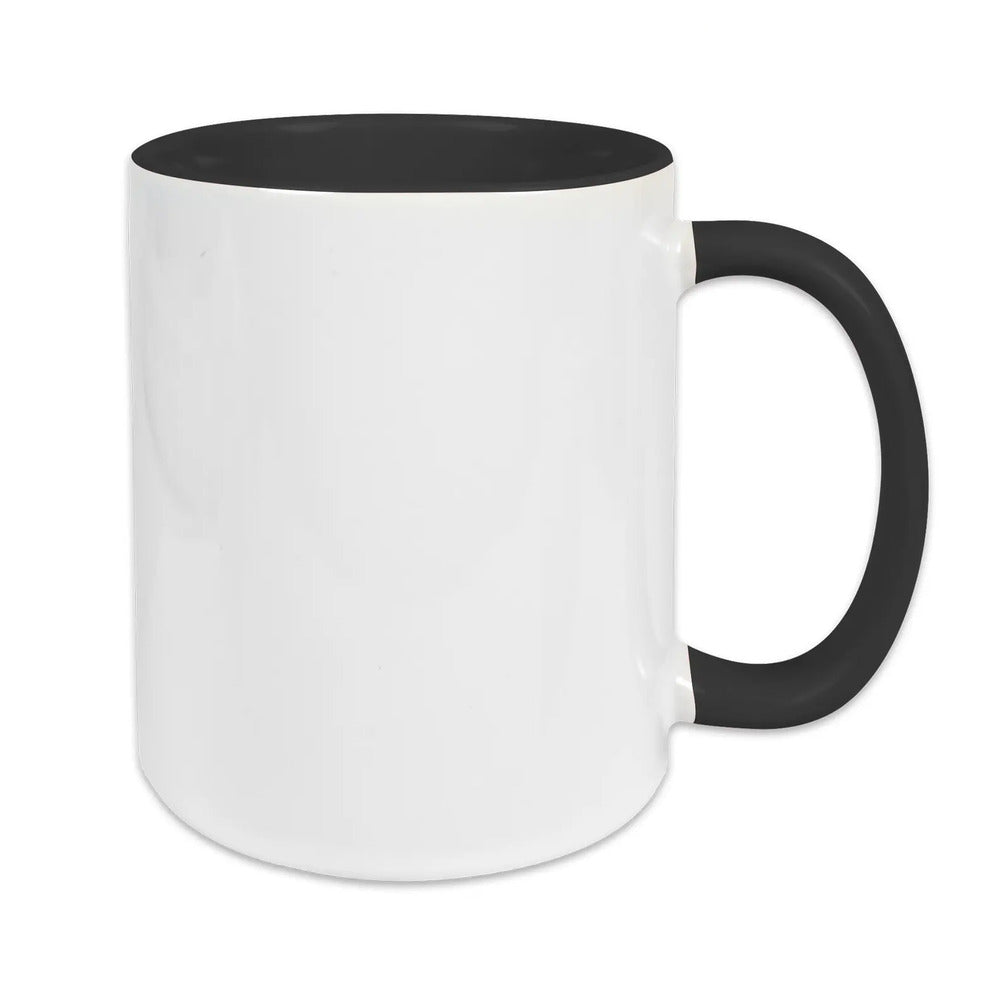 Keramiktasse weiß, innen und Henkel schwarz - limitierte Edition, Vorlage für Personalisierung