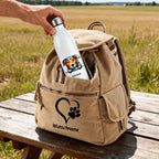 Hunderassen Thermosflasche Comic-in  khaki-farbenem Rucksack