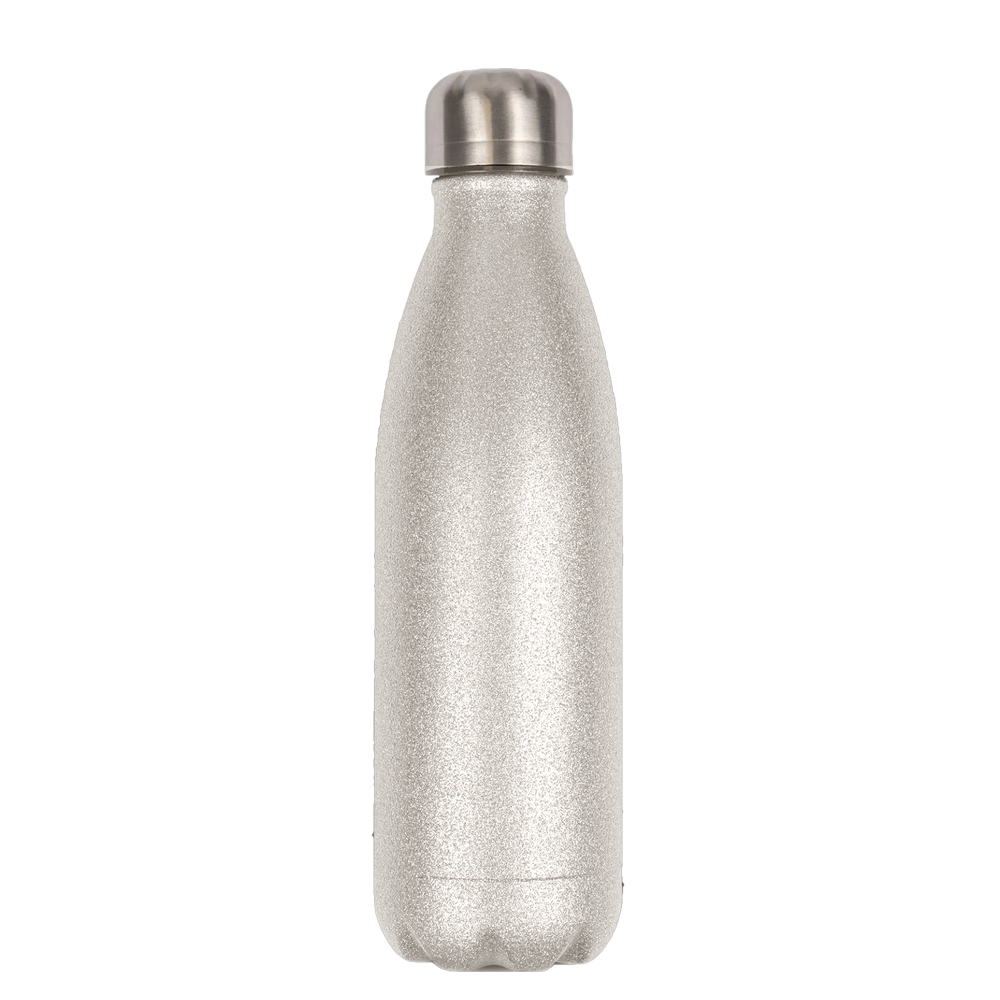 Thermosflasche 500 ml Glitzer Silber - Vorlage für Personalisierung