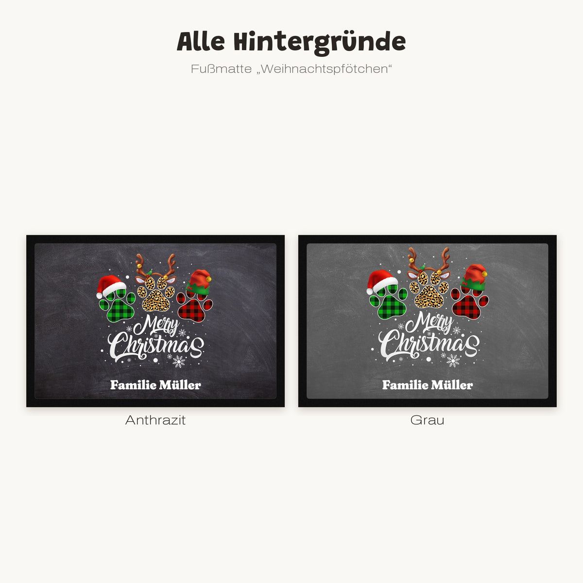 Fußmatte „Weihnachtspfötchen“ – alle Hintergründe: Anthrazit, Grau