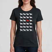 T-Shirt mit Hundemotiv – Rudelmuster mit Ausreißer
