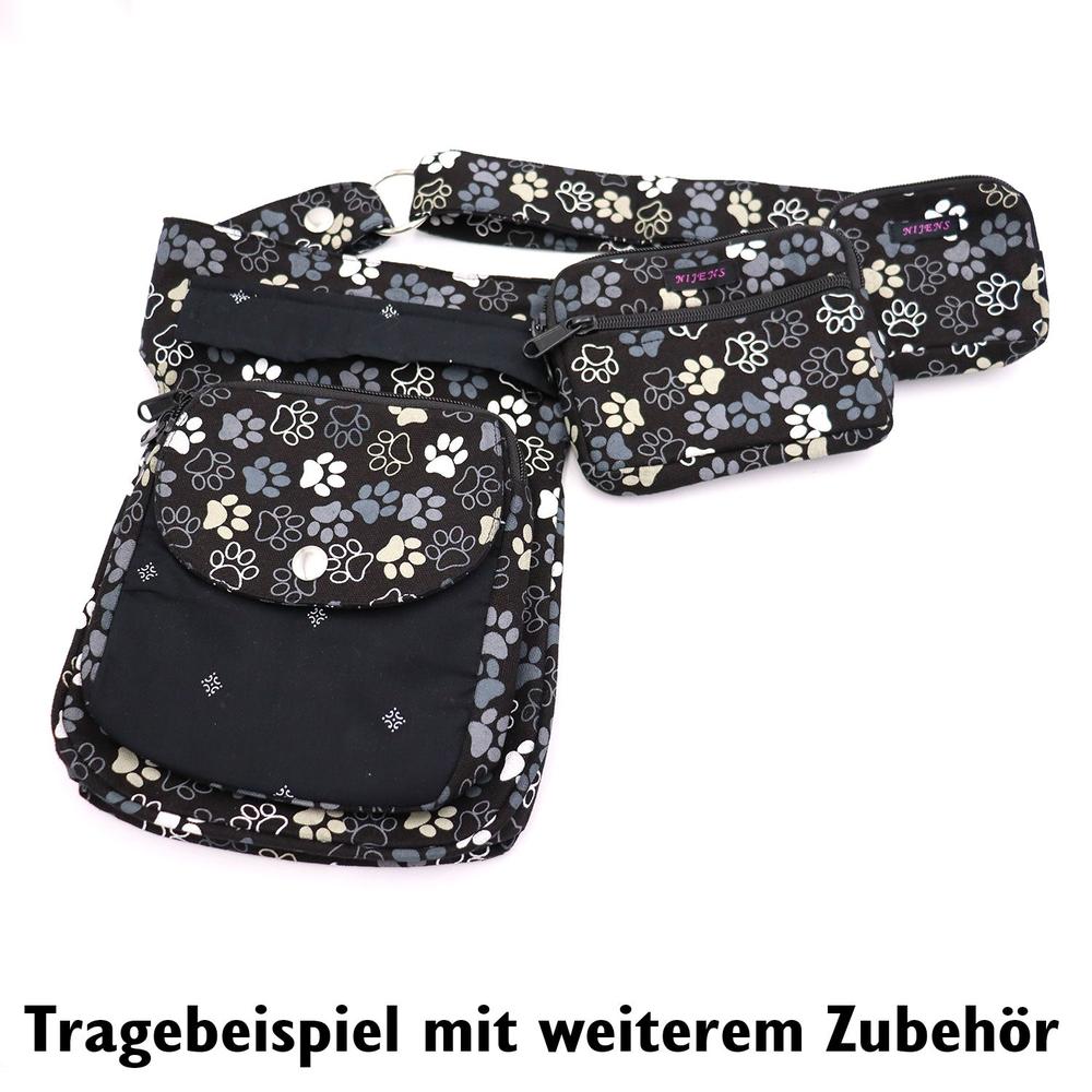 Nijens Beuteltasche klein Pfote -schwarz grau- mit Gürtelschlaufe - Tierisch tolle Geschenke