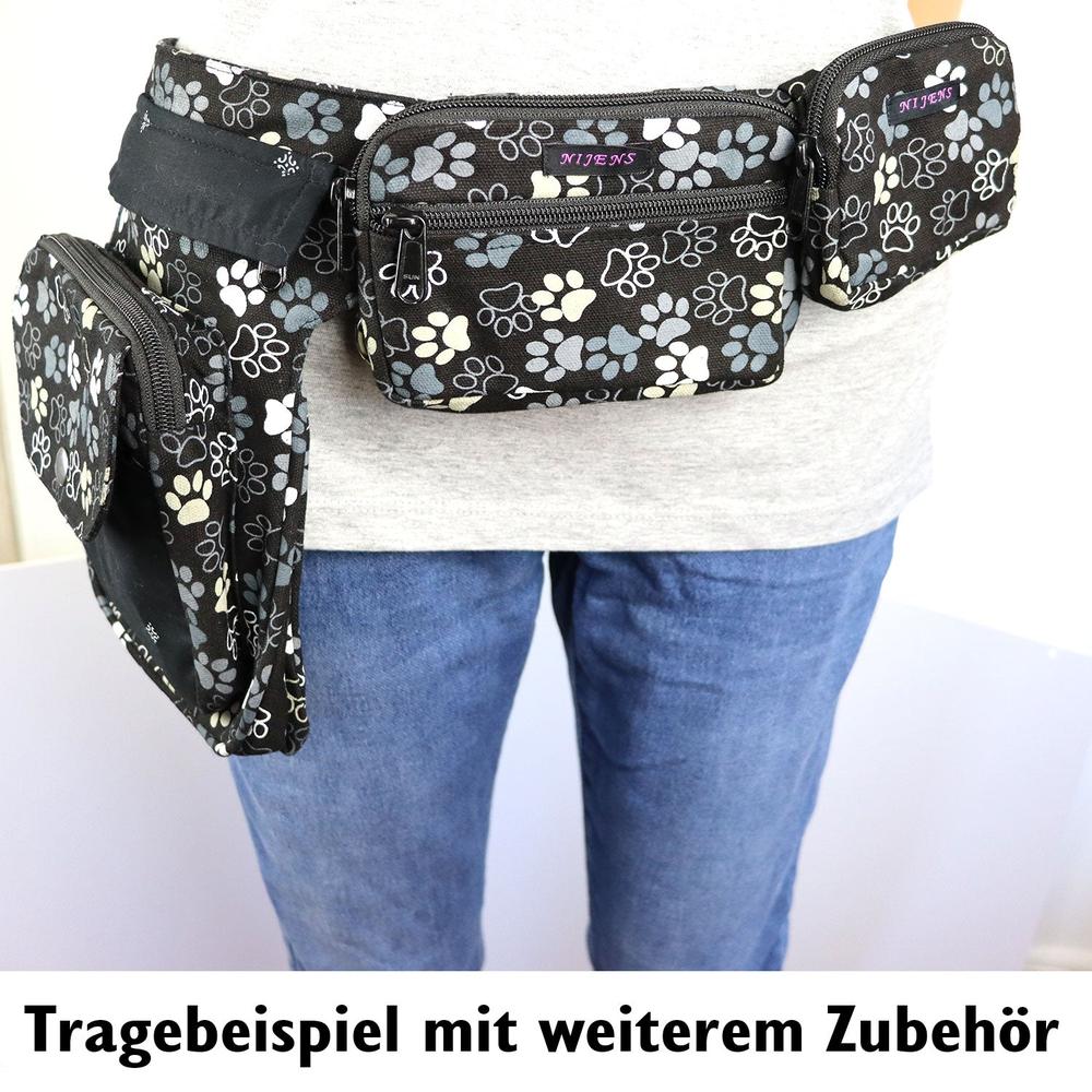 Nijens Beuteltasche klein Pfote -schwarz grau- mit Gürtelschlaufe - Tierisch tolle Geschenke