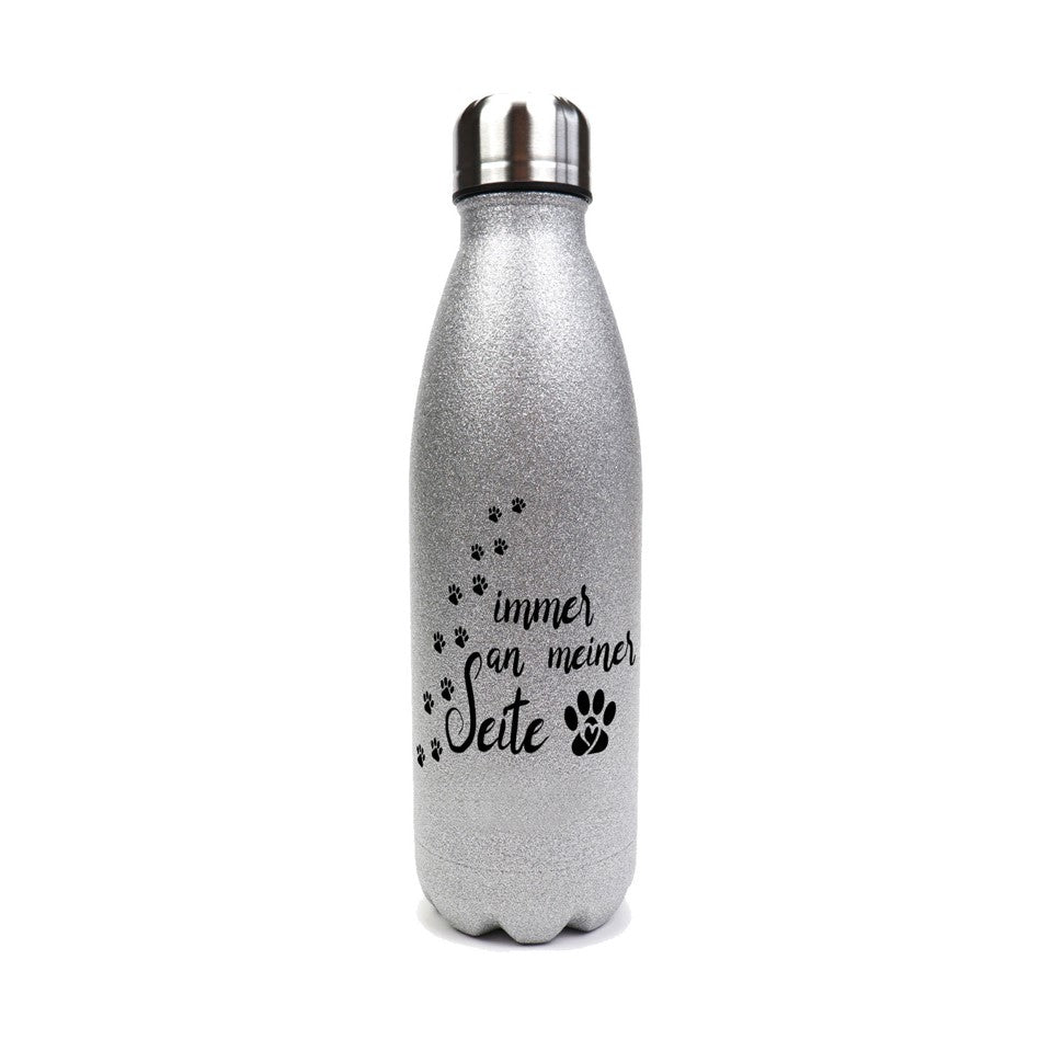 Immer an meiner Seite - Edelstahl GLITZER Thermosflasche 500 ml mit Namen-Tierisch-tolle Geschenke-Tierisch-tolle-Geschenke