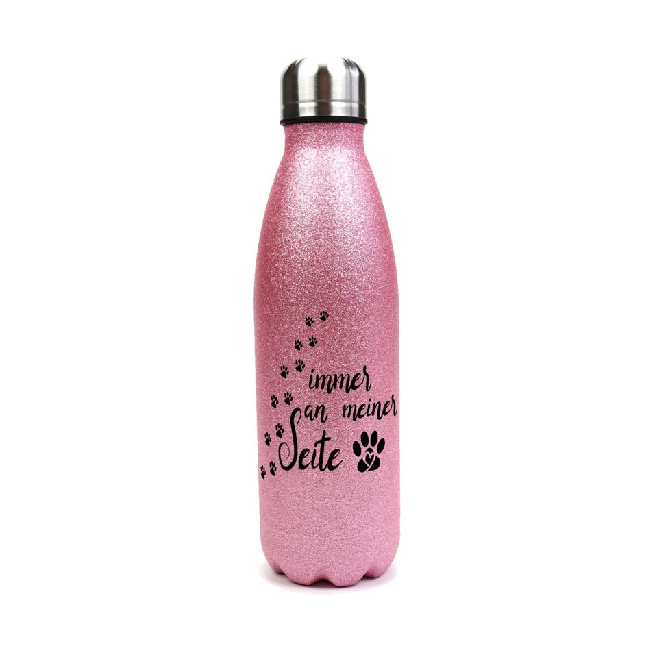 Immer an meiner Seite - Edelstahl GLITZER Thermosflasche 500 ml mit Namen-Tierisch-tolle Geschenke-Tierisch-tolle-Geschenke