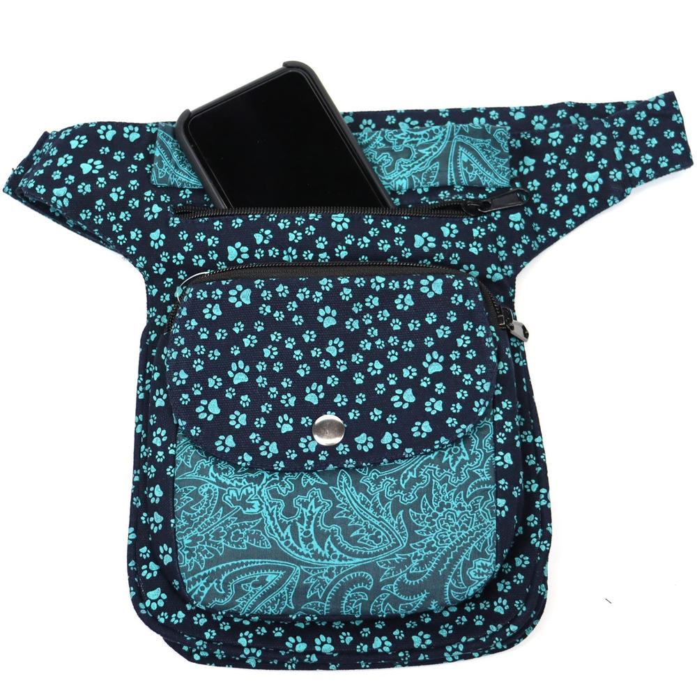 Nijens Hüfttasche Hannover Pfote - Bauchtasche -türkis- flower - Tierisch tolle Geschenke