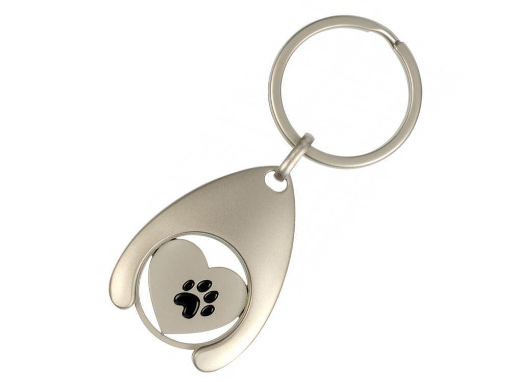 Bluebug Schlüsselanhänger mit Einkaufswagen-Chip - Herz mit Pfote-bluebug-Tierisch-tolle-Geschenke