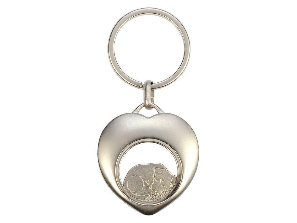 Bluebug Metall Schlüsselanhänger Einkaufswagen-Chip Herz mit Welpe-bluebug-Tierisch-tolle-Geschenke