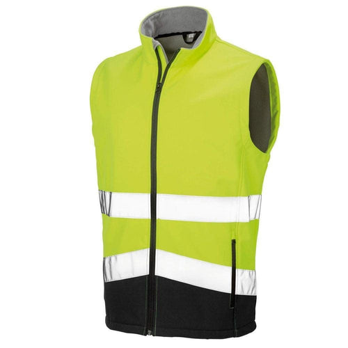 Softshell Hundesportweste Mantrailing neongelb Vorderansicht – reflektierend Hi-Vis