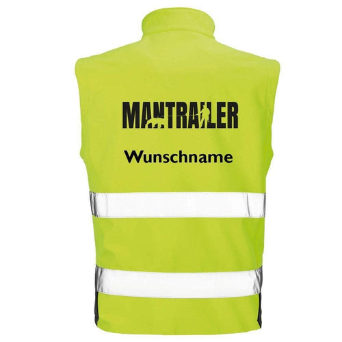 Softshell Hundesportweste Hi-Vis Mantrailing Edition neongelb – Warnweste Softshell personalisiert