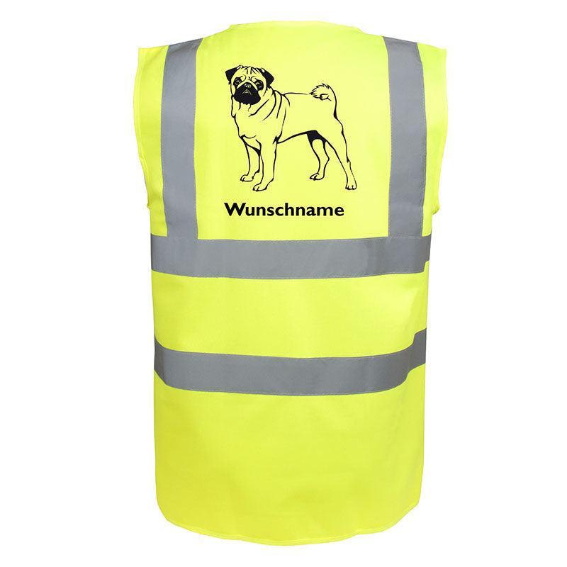 Mops stehend - Hundesport Warnweste Sicherheitsweste mit Hundemotiv-Tierisch-tolle Geschenke