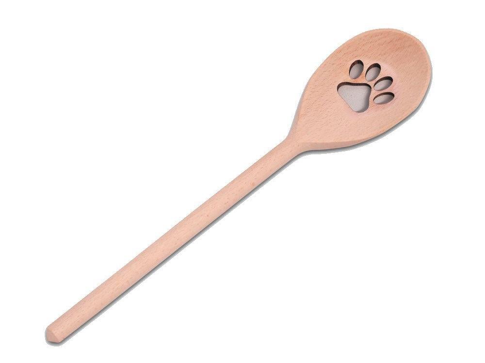 Kochlöffel mit Pfotenmotiv - oval 30 cm -Tierisch tolle Geschenke