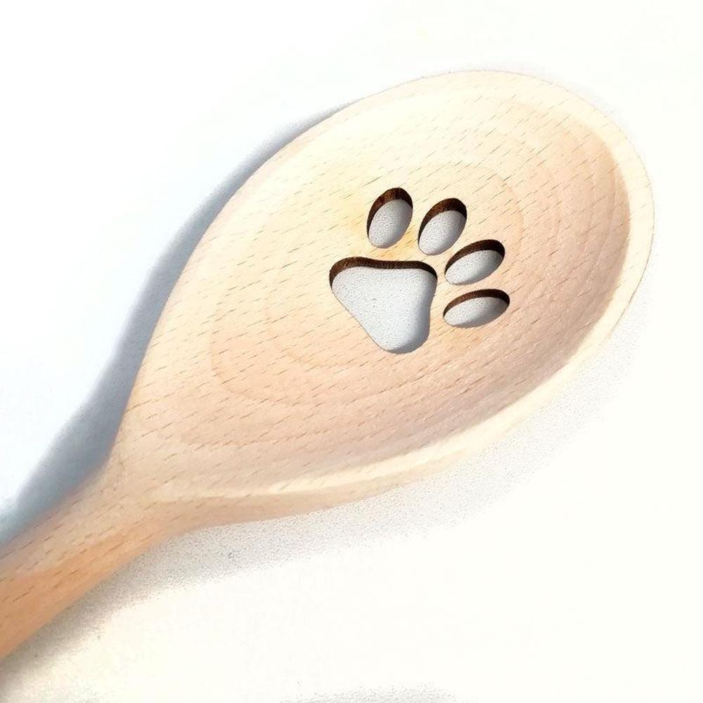 Kochlöffel mit Pfotenmotiv - oval 30 cm -Tierisch tolle Geschenke